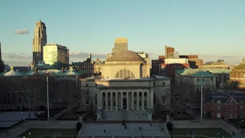 The most beautiful drone sunset footage of Columbia University in New York City Stock Footage 288020309