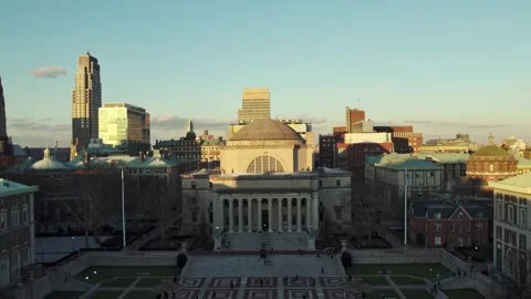 The most beautiful drone sunset footage of Columbia University in New York City Stock Footage 288020335