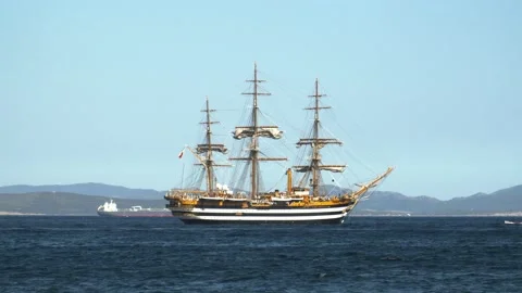 Most beautiful ship in the world, Amerig... | Stock Video | Pond5