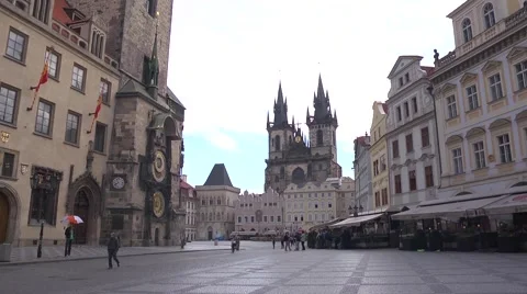 The most beautiful town square - Old Town Square in Prague Stock Footage 41433197