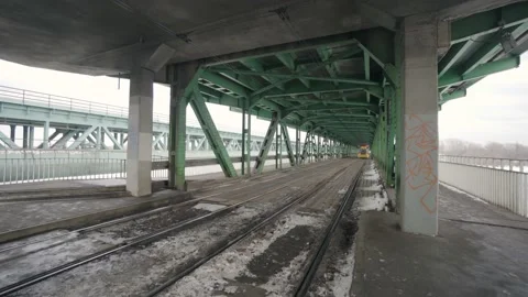 Most Gdanski bridge in Warsaw Stock Footage 148648079