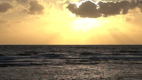 Most Gorgeous Sunset Over Waves of Mediterranean Sea in Slow Motion Stock Footage 78211661