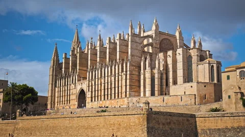 Most iconic landmark in Majorca - Catedral-Basílica de Santa María de Mallorca. Stock Footage 249349062