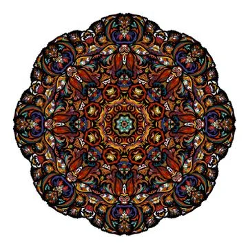 Most mandala consisting of complex elements. Drawn by hand. Oriental floral Stock Illustration
