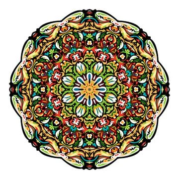 Most mandala consisting of complex elements. Drawn by hand. Oriental floral Illustration