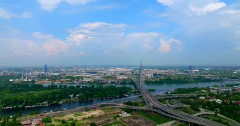 Most na Adi Beograd, Ada Bridge Belgrade Serbia Stock Footage 196299301