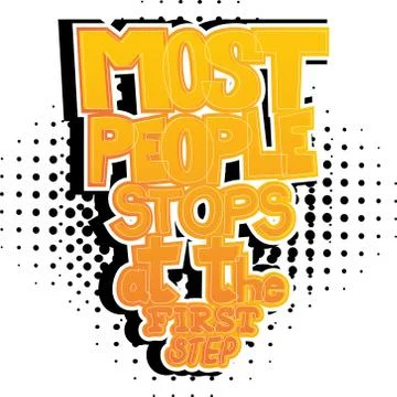 Most people stops at the first step. Vector illustrated comic book style desi Illustrazione stock