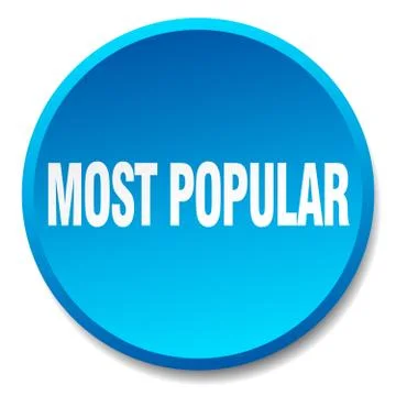 Most popular blue round flat isolated push button Illustrazione stock