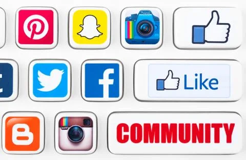 Most popular logotypes of social networking applications Stock Illustration