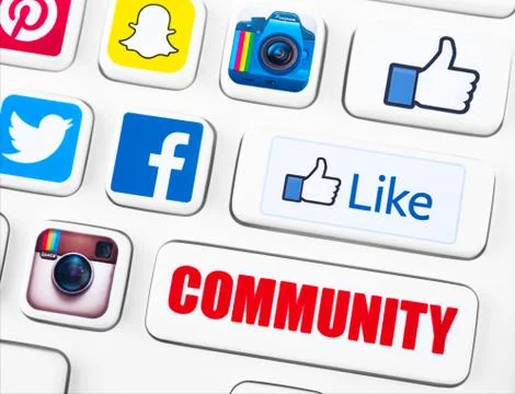 Most popular logotypes of social networking applications Stock Illustration