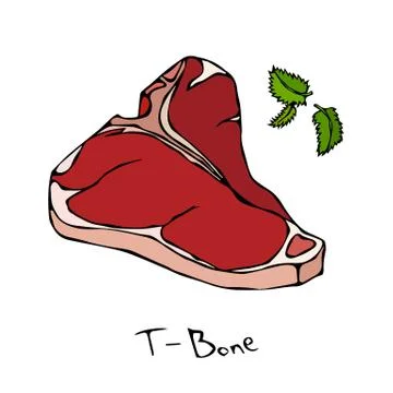 Most Popular Steak T-Bone. Beef Cut. Meat Guide for Butcher Shop or Steak Hou Stock Illustration