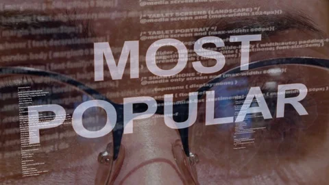 Most popular text on background of female developer Stock Footage 107280048