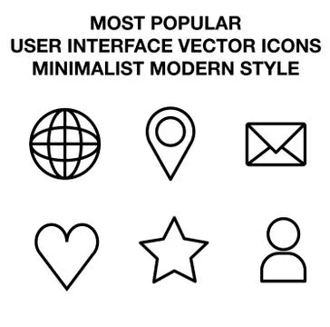 Most popular user interface  (ui) vector icons in modern, minimalist style. イラスト素材