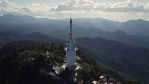 The most unusual temple. Tower with spiral staircase. Stock Footage 171984580
