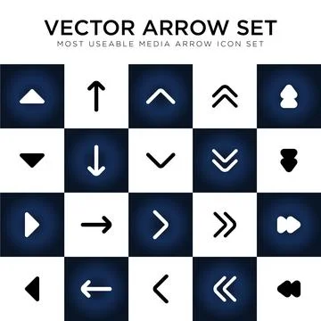 Most useful vector arrows set black and white color Stock Illustration