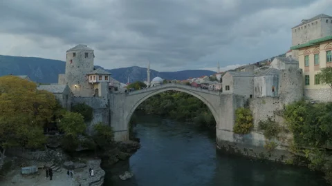 Mostar Bridge dolly up Stock Footage 230191025