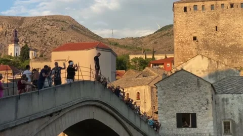 Mostar Bridge Jump Stock Footage 223295873