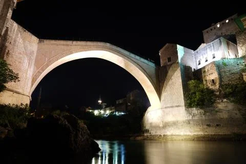 Mostar bridge at night Foto stock