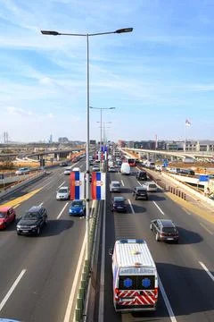 Mostar loop interchange and urban highway over Gazela Bridge (European rout.. Stock Photos