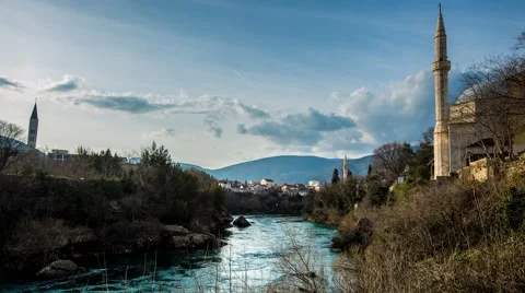 Mostar neretva river timelapse 스톡 동영상 47469534