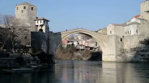 Mostar Old Bridge  Stock Footage 47012828