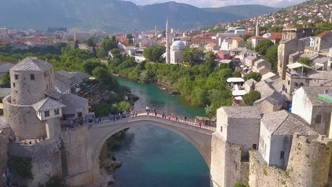 Mostar old bridge Stock Footage 92851987