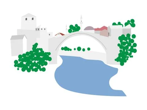 Mostar, old town vector illustration Illustrazione stock