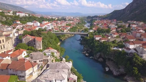 Mostar other bridge Stock Footage 92852636