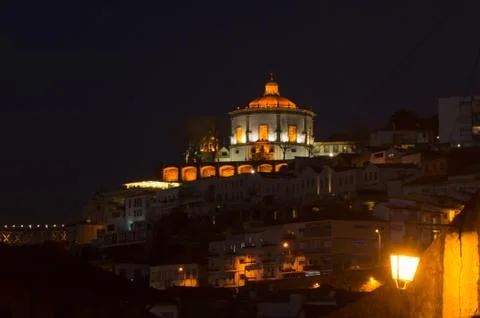 Mosteiro do Serra do Pilar by night Stock Photos