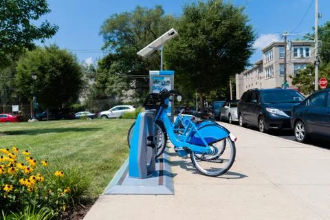 Mostly Empty Bike Sharing Stations Philadelphia Stock Photos