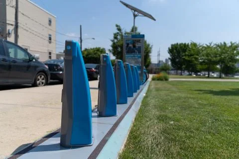 Mostly Empty Bike Sharing Stations Philadelphia Stock Photos