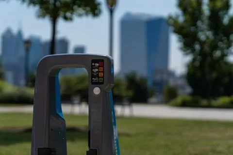 Mostly Empty Bike Sharing Stations Philadelphia Stock Photos