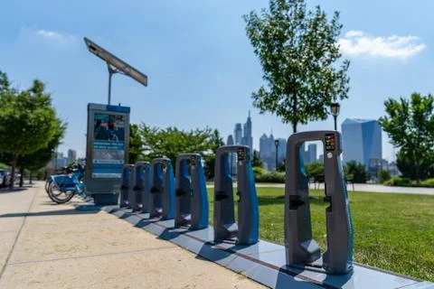 Mostly Empty Bike Sharing Stations Philadelphia Stock Photos