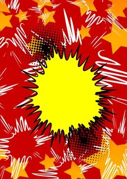 Mostly red cartoon backdrop, comic book background. Retro vector comics pop.. Stock Illustration