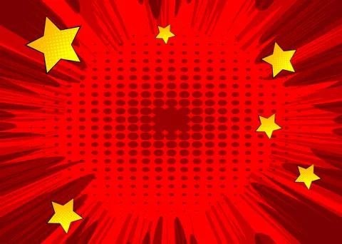 Mostly red cartoon backdrop, comic book background. Retro vector comics pop.. 스톡 일러스트
