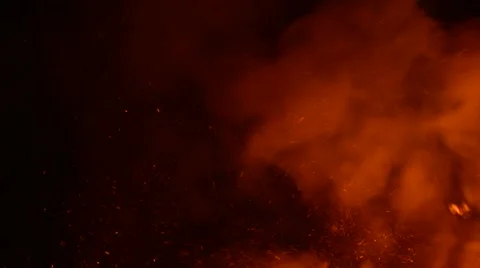 Mostly smoke and sparks pan shot to black Stock Footage 49631041