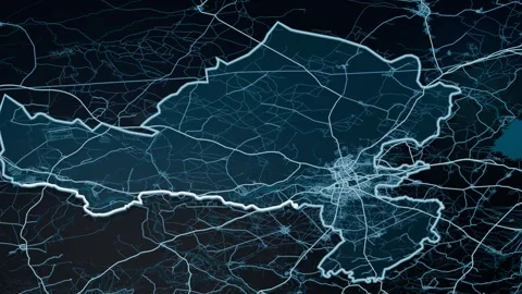 Mosul Iraq Digital Map Highlight 4K Stock Footage 337762327