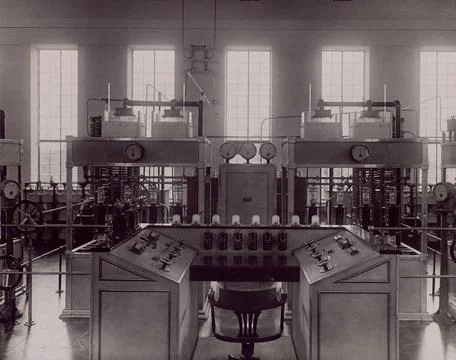 Motala. The control and control panel at Motal Radio station 1930. Copyrig... Stock Photos