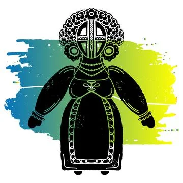 Motanka doll against the background of a gradient spot. Graphic arts. Vector  イラスト素材