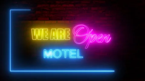 Motel billboard neon light effect green screen background Stock Footage 276303161