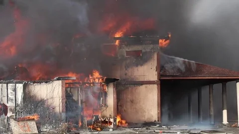 Motel Fire Attack Video stock 85371464