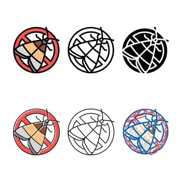 Moth control color icon types vector Stock Illustration