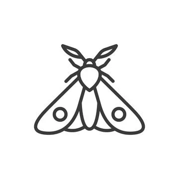 Moth, icon in line design. Moth, insect, wings, nature, butterfly, nocturnal Stock Illustration