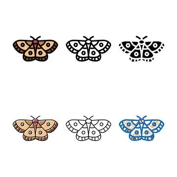 Moth insect color icon variations vector Stock Illustration
