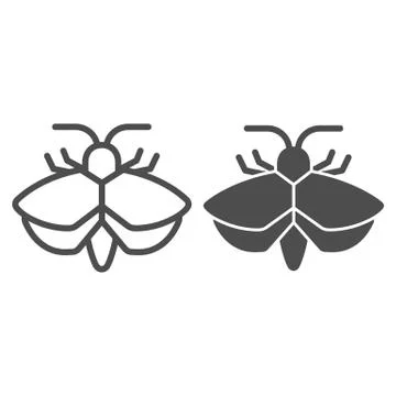 Moth line and solid icon, Insects concept, mole sign on white background, Moth 스톡 일러스트