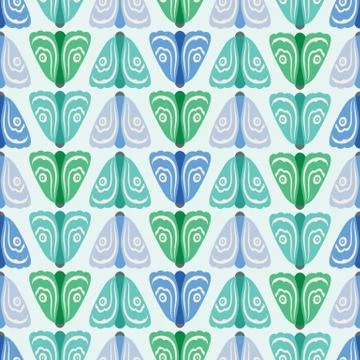 Moth pattern design. Vector seamless repeat insect background. Illustrazione stock