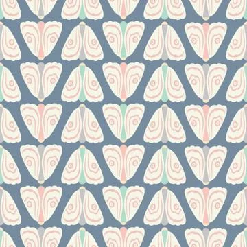 Moth pattern design. Vector seamless repeat insect background. Stock Illustration