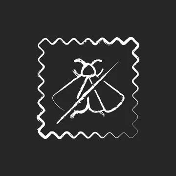 Moth repellent fabric feature chalk white icon on black background Stock Illustration