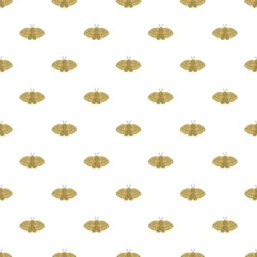 Moth seamless pattern on white background Stock Illustration