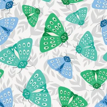 Moth vector seamless repeat pattern design. Stock Illustration